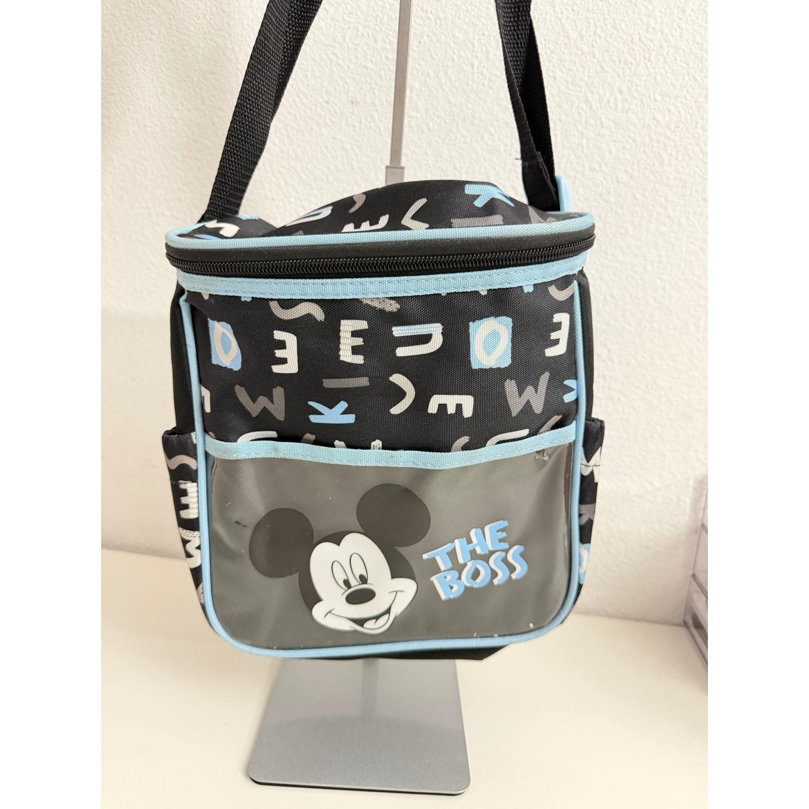 Disney Mickey Mouse The Boss Diaper Bag Messenger Crossbody Black Blue Print